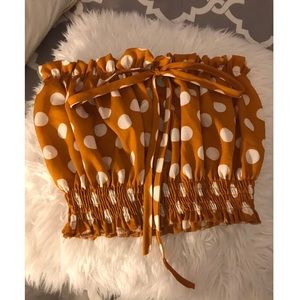 Yellow/orange polka dot crop top